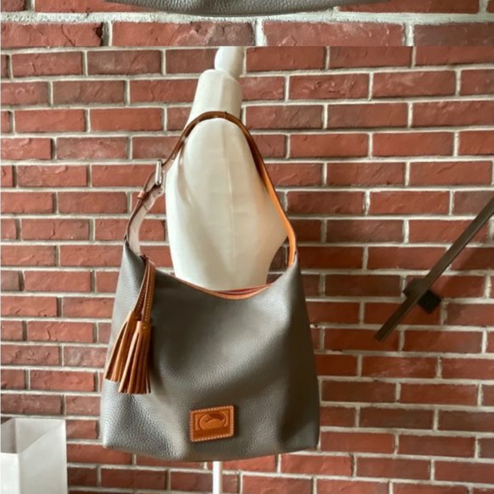Dooney & Bourke Gray Taupe Patterson Leather Paige Sac Hobo Bag